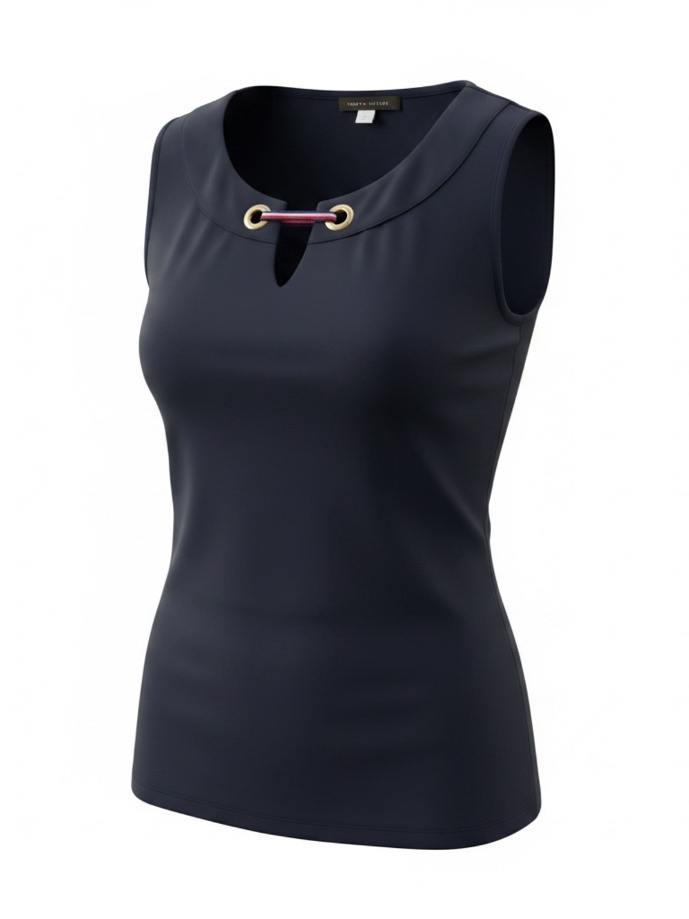 Tommy Hilfiger Sleeveless Navy Top with Gold Grommet Detail
